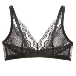 Understance Unlined Wireless Plunge Bra in Black Lace‎ Sz 34B